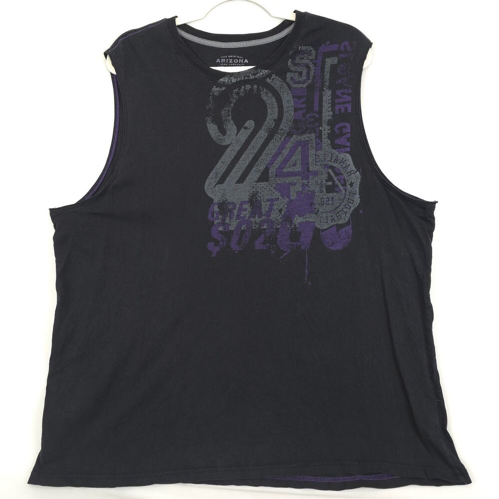 Arizona Jean Company Muscle Tank Top Graphic Athletic Shirt Men 2XL Black Purple